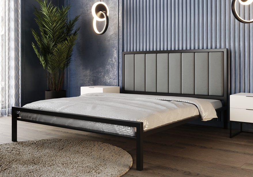 Кровать металлическая Комфорт-2 с мягким изголовьем - фото 2