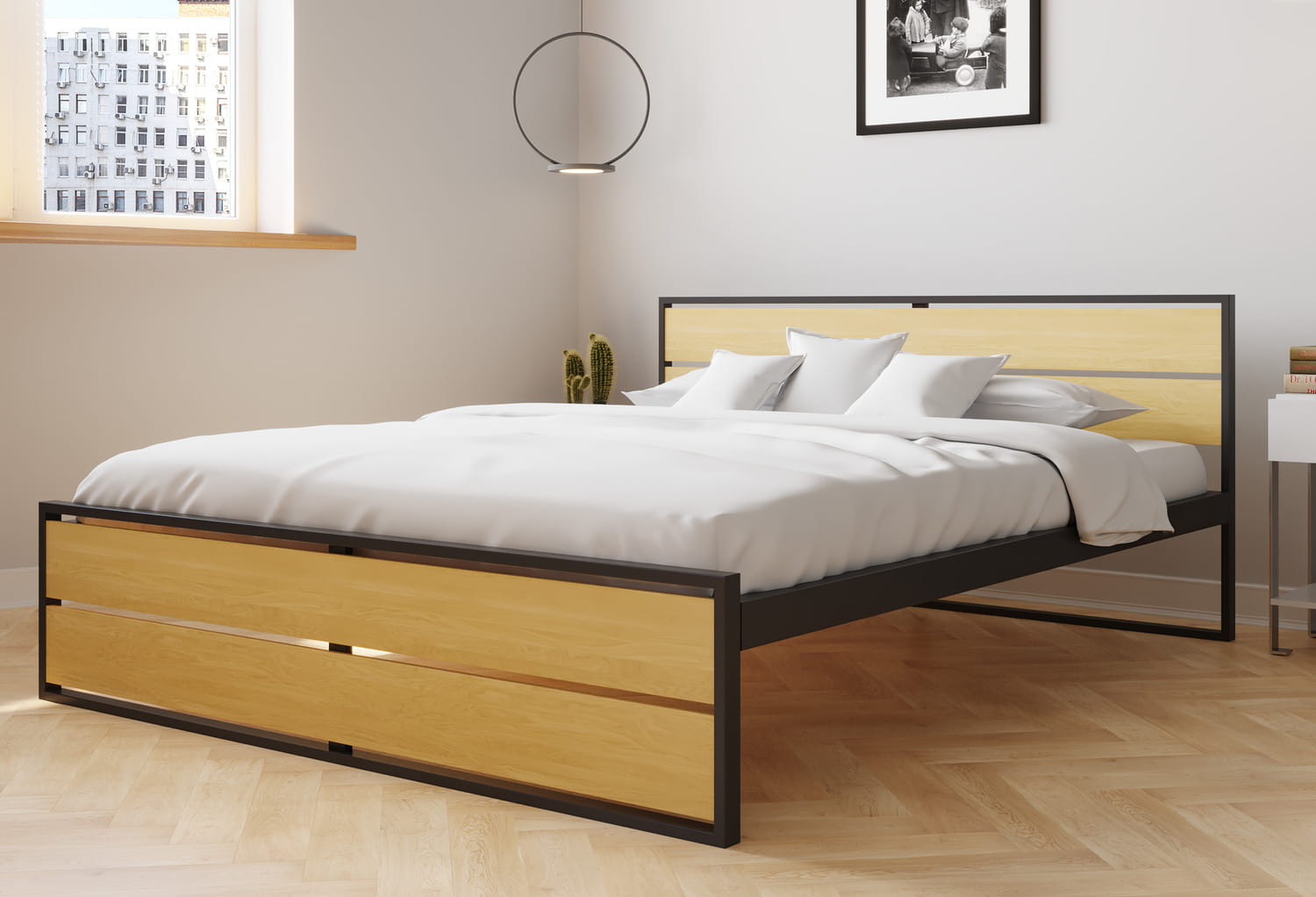 Ліжко металеве з деревом Вуд - фото 2