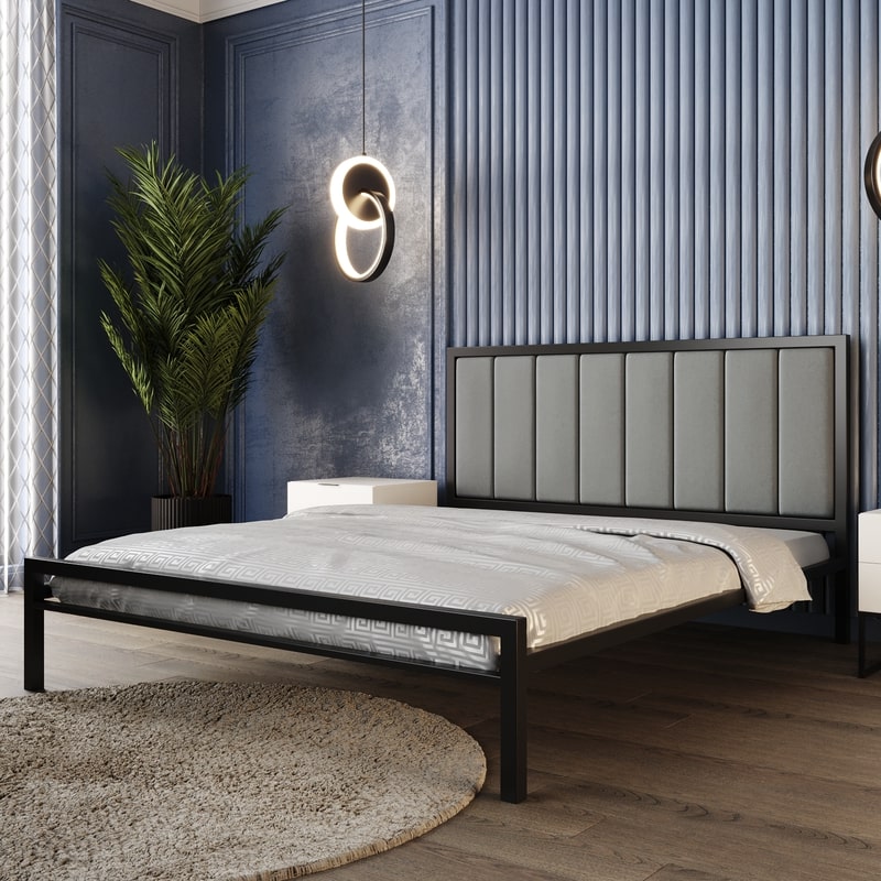 Кровать металлическая Комфорт-2 с мягким изголовьем - фото 1