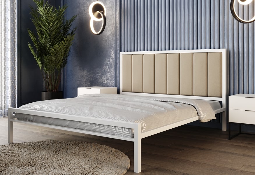 Кровать металлическая Комфорт-2 с мягким изголовьем - фото 3