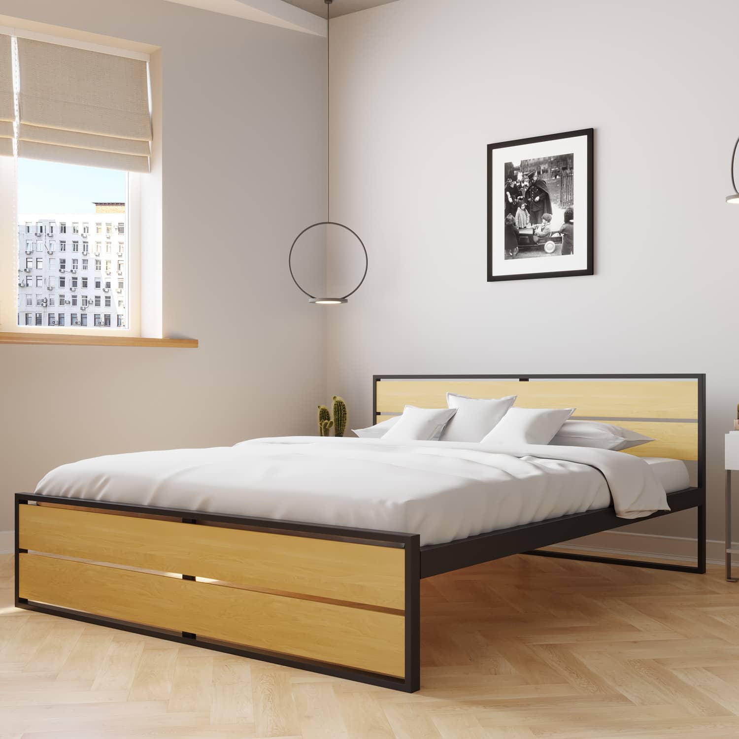 Ліжко металеве з деревом Вуд - фото 1